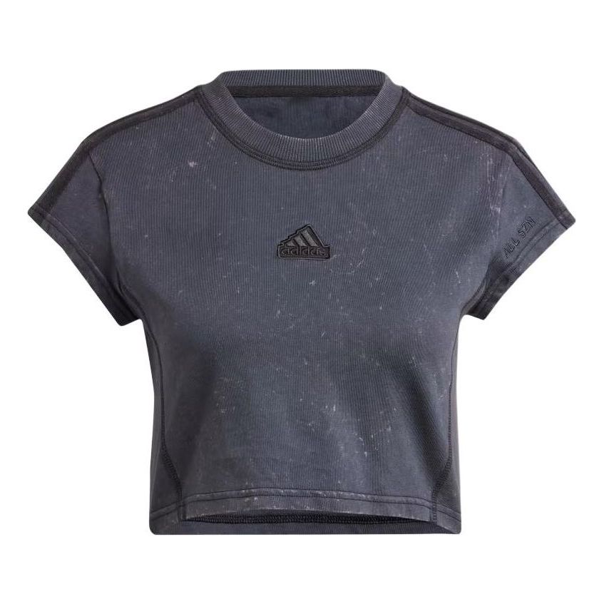 (WMNS) adidas ALL SZN 3-Stripes Garment Wash Baby T-shirt Asia Sizing 'Black' IQ3692