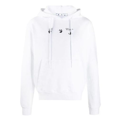 Off-White SS21 Printing Logo hooded Long Sleeves White OMBB034R21FLE0060155