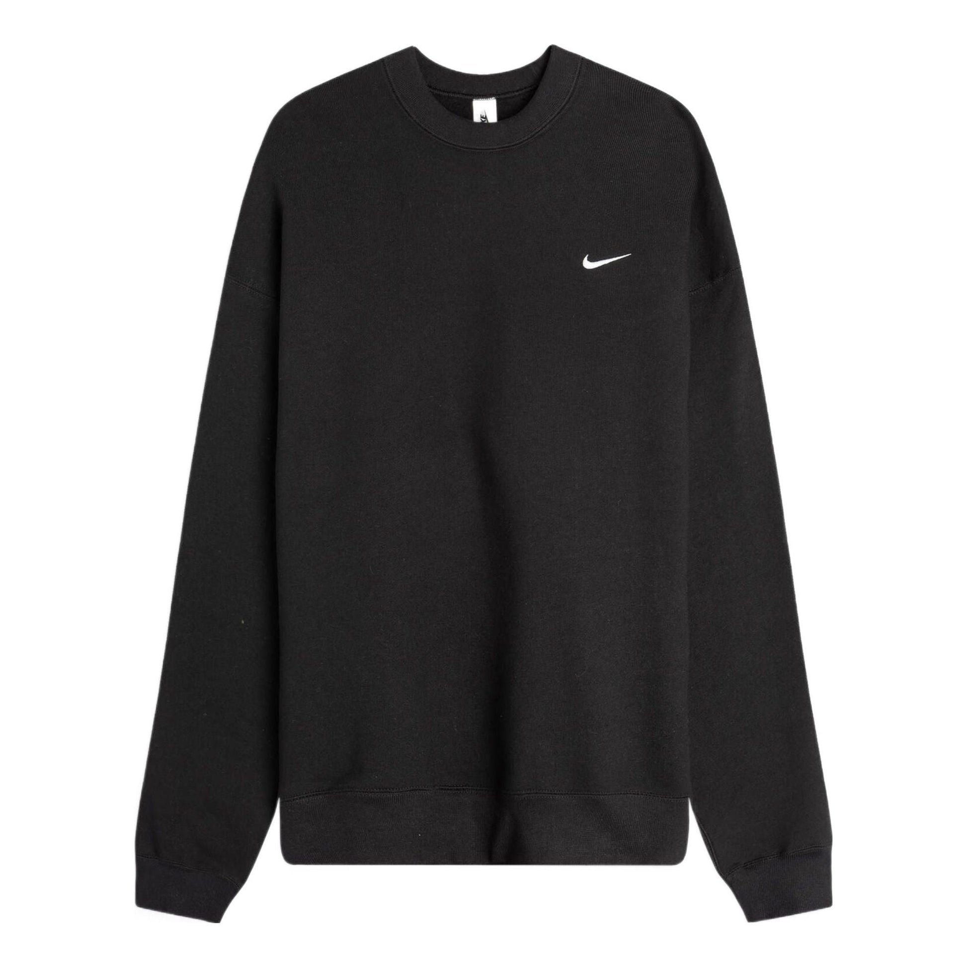Nike Solo Swoosh Fleece Solid Color Logo Embroidered Long Sleeves Unisex Black CV0554-010