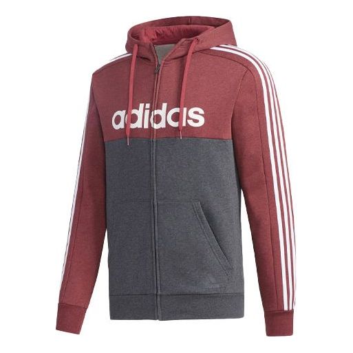 Men's adidas Hooded Sports Red Gray Jacket GD5504