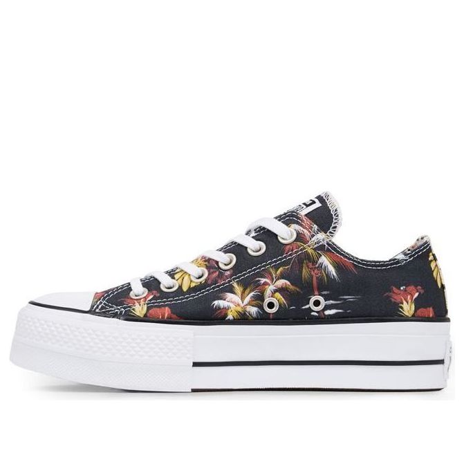(WMNS) Converse Chuck Taylor All Star Hawaiian Mix Platform Low Top Floral Thick Sole 'Black White' 565793C
