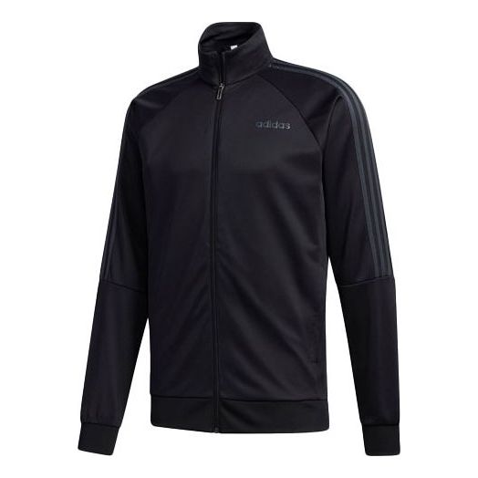 adidas Solid Color Stand Collar Gym Sports Jacket Black GD3792