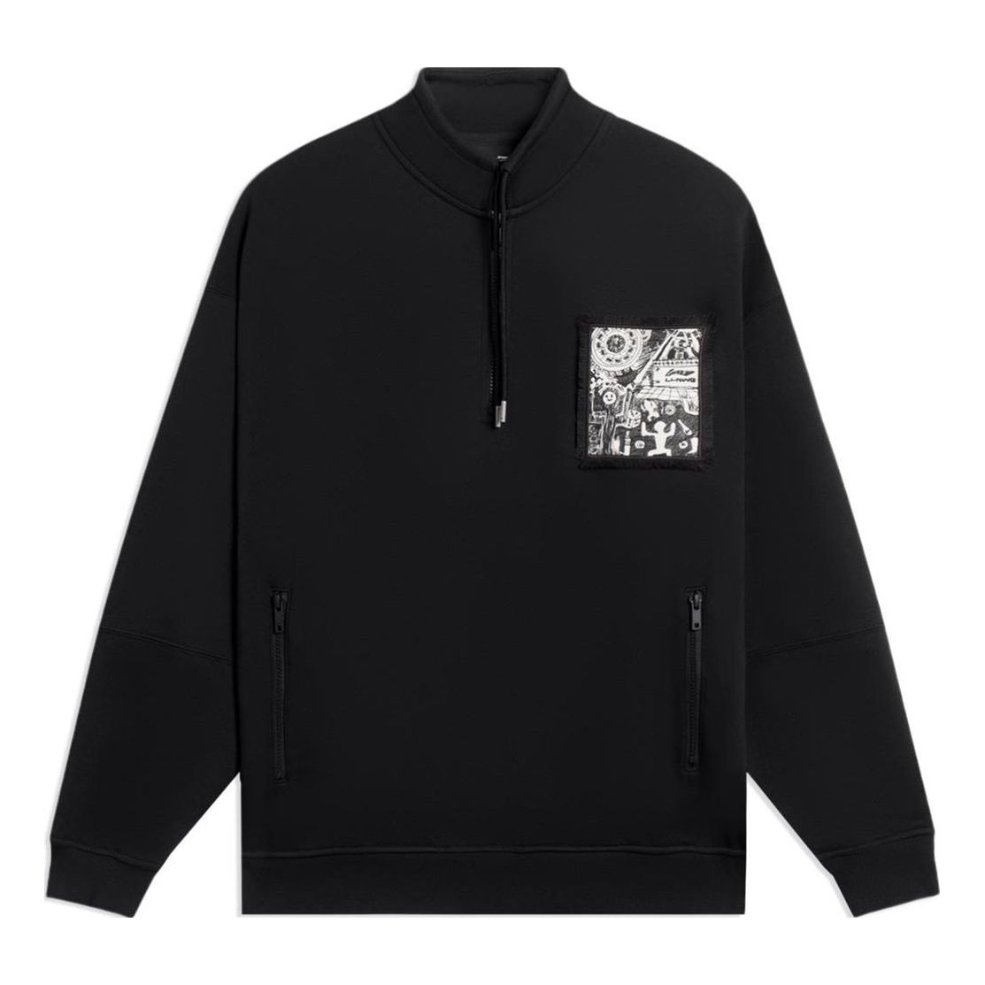Li-Ning Graphic Half Zip Sweatshirt 'Black' AWDSB53-3