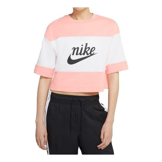 (WMNS) Nike Colorblock Version Round Neck Short Sleeve Tops 'Pink' CK1302-101