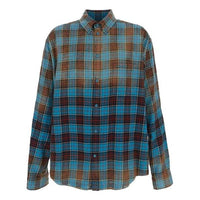 Balenciaga Check Flannel Oversized Long Sleeve Shirt 'Blue Red' 715030TMM116305