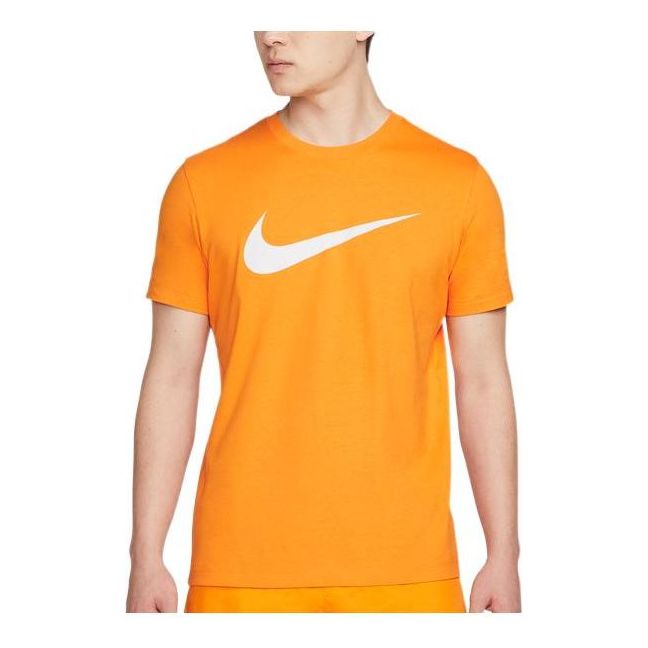 Nike Sportswear Swoosh Large Logo Printing Casual Sports Round Neck Short Sleeve Orange DC5095-886