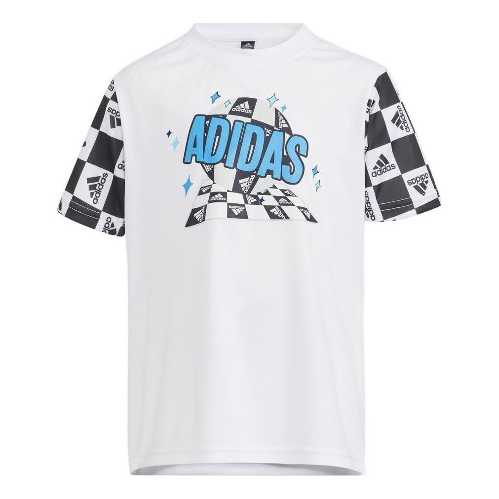 (PS) adidas Football Logo T-Shirt 'White Black Blue' HM5190