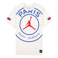 Air Jordan Paris Saint-Germain Logo Tee Printing Short Sleeve US Edition White BQ8384-100