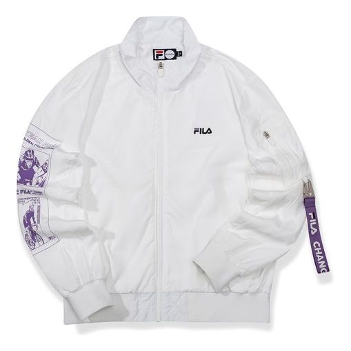(WMNS) FILA FUSION Logo Pattern Printing Woven Jacket White T11W033703F-WT
