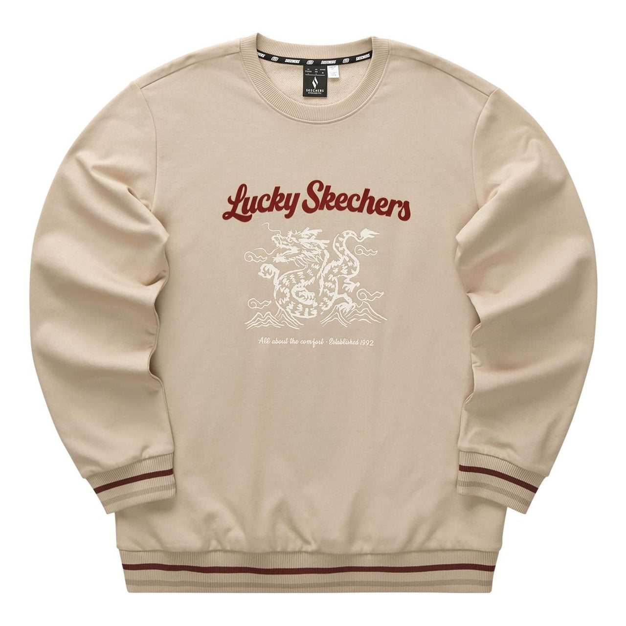 Skechers CNY Series Dragon Graphic Crew Sweatshirt 'Tan Black Red' L124U052-028R