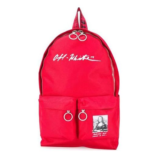 Off-White Printing logo Printing Backpack Red OMNB003S19D360082010