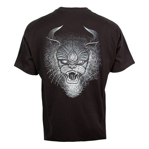 Men's Y-3 Lion Totem Printing Casual Short Sleeve Black T-Shirt FP8901