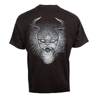 Men's Y-3 Lion Totem Printing Casual Short Sleeve Black T-Shirt FP8901