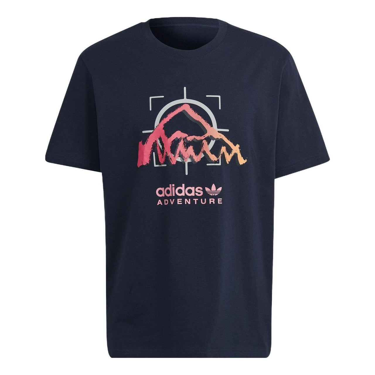 Men's adidas originals Mountain Peak Alphabet Logo Printing Round Neck Casual Short Sleeve Blue T-Shirt HK4981