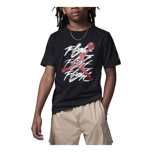(GS) Air Jordan Jumpman Flight Sprayed T-Shirt 'Black' 95C814-023