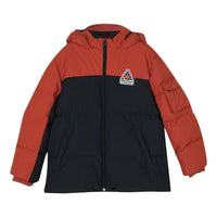 (GS) Skechers Casual Hooded Woven Medium-Length Down Jacket 'Black Red' L423B095-0018
