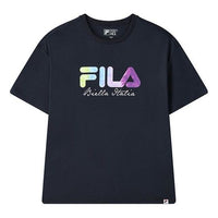 (WMNS) FILA Logo Printing Round-neck Blue F11W128158F-NV