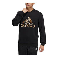 Men's adidas Panda Logo Printing Sports Round Neck Pullover Black HM9386