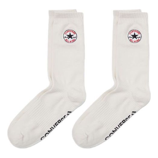 Converse Embroidered Logo Crew Socks Two Pairs 'White' 10023581-A03