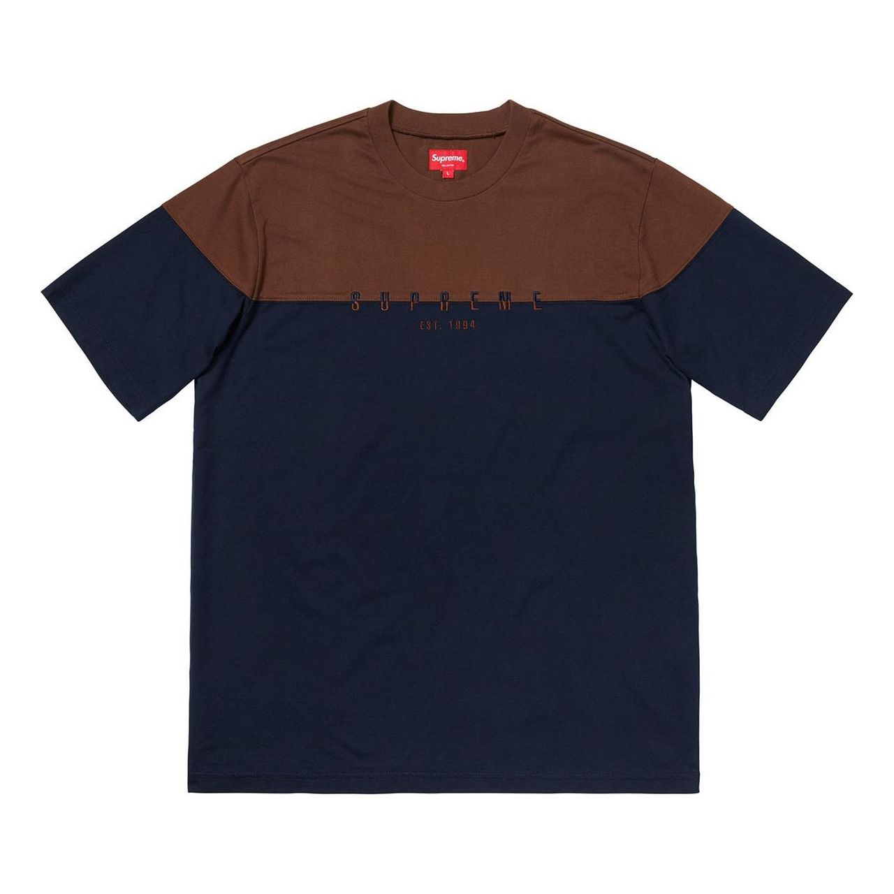 Supreme FW18 Split Logo SS Top Navy Tee SUP-FW18-273
