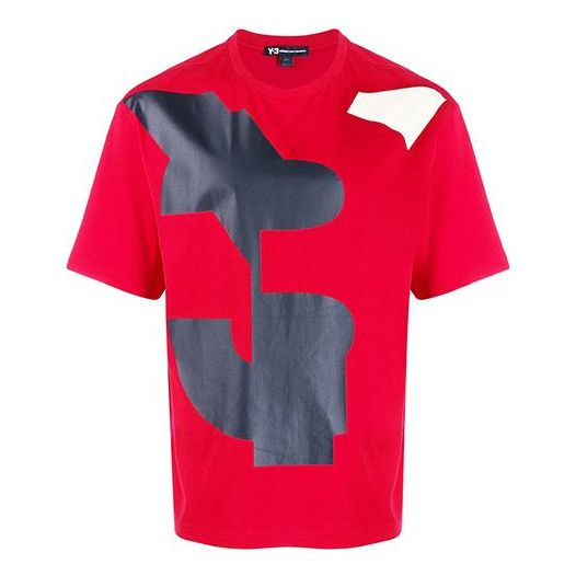 Men's Y-3 x adidas U VARSITY SS TEE Colorblock Short Sleeve Red FJ0333