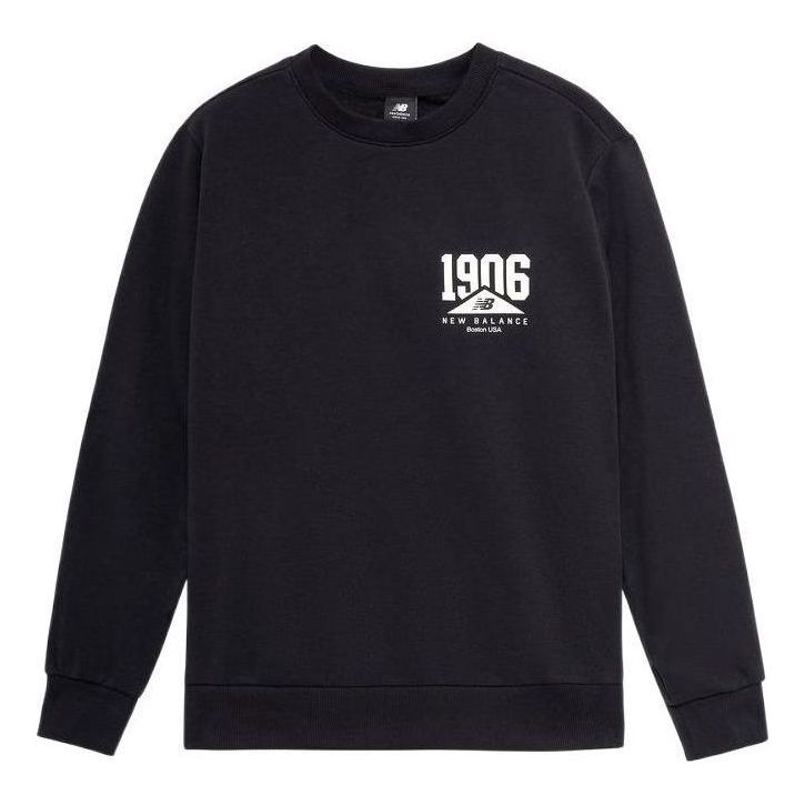 New Balance Logo Print Casual Sweatshirt Asia Sizing 'Black White' AMT23350-BK