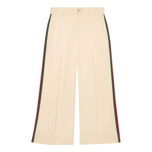 (WMNS) Gucci Web Casual Solid Color Webbing High Waist White Pants 523250-ZKR01-9992