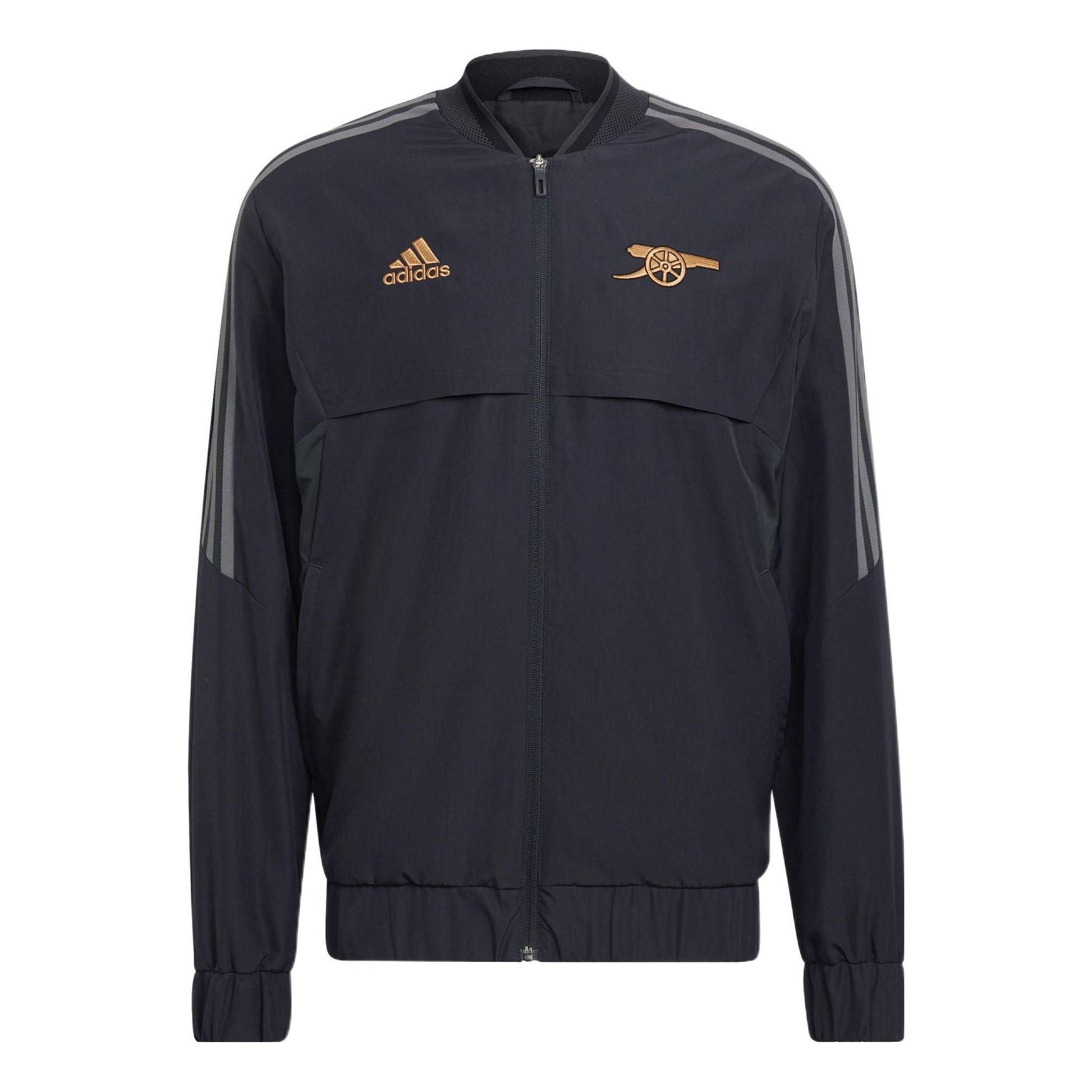 Men's adidas Shoulder Classic Design Logo Embroidered Zipper Sports Jacket Black HA5264