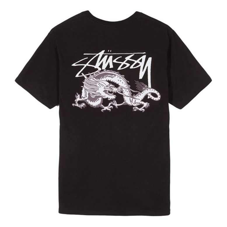 Stussy Dynasty Classic Dragon Printing Short Sleeve Unisex Black 1904300
