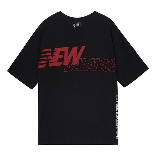 New Balance Men's New Balance Creative logo Alphabet Printing Short Sleeve Black AMT03303