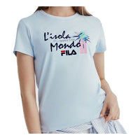 (WMNS) FILA Printing Round Neck Short Sleeve Light Blue F11W028132FLB