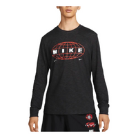 Men's Nike Logo Printing Round Neck Pullover Long Sleeves Black T-Shirt DR7542-010