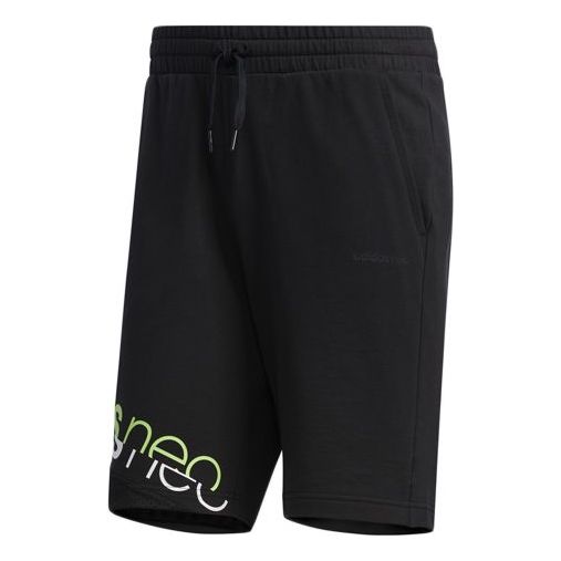 adidas neo M Cs Knit Shrt2 Alphabet Printing Drawstring Sports Shorts Black FN6504