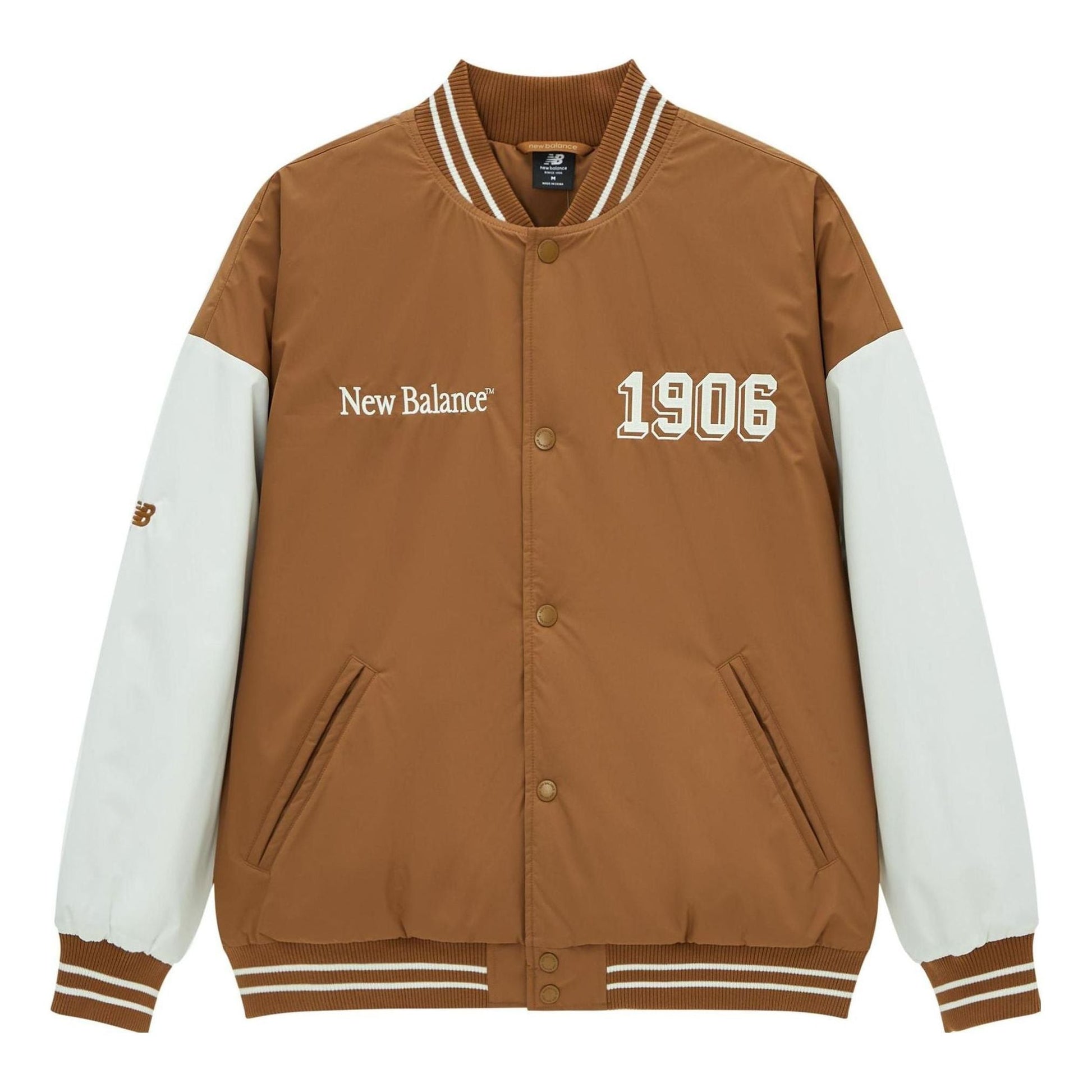 New Balance Baseball Varsity Jacket Asia Sizing 'Tan White' AMJ34309-WOI