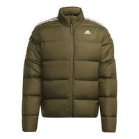 Men's adidas Ess Mid Dwn Jkt Sports Stay Warm Stand Collar With Down Feather Dark Olive Green Jacket GT9144