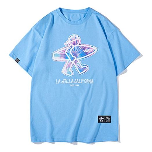 PJs Vigor Pattern Tie Dye Printing Short Sleeve Unisex Blue 20SSTS10212-P