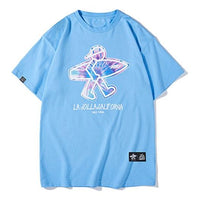 PJs Vigor Pattern Tie Dye Printing Short Sleeve Unisex Blue 20SSTS10212-P