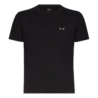Men's FENDI Small Eye Micro Mark Knit Short Sleeve Black FY0894A875F0QA1