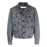 Off-White SS21 Logo Printing Denim Jacket Loose Fit Gray OMYE054S21DEN0060901