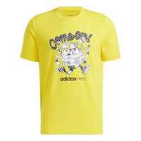adidas neo M Fd Tee 2 Graffiti Print Sports Short-sleeved Yellow H45096