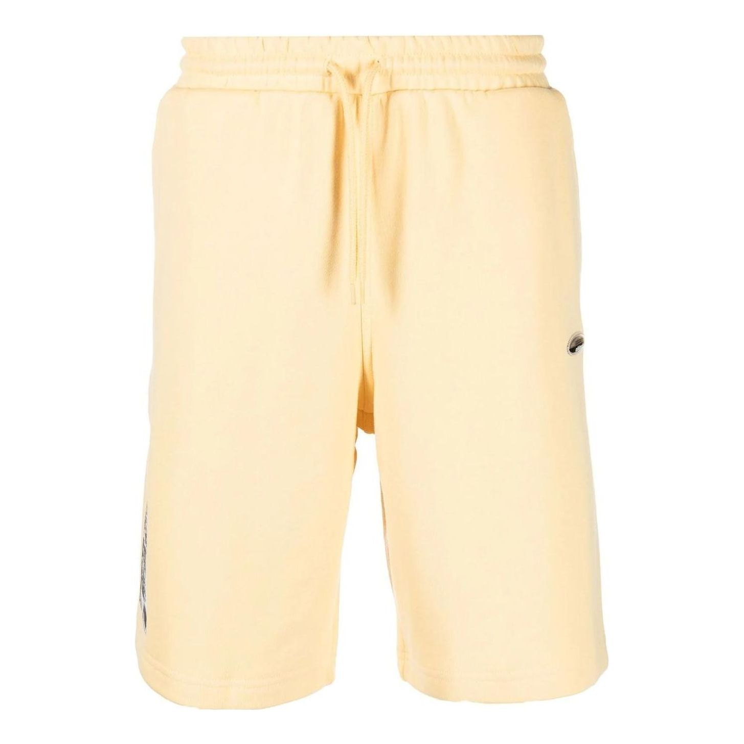 Men's adidas Logo Solid Color Lacing Elastic Waistband Side Pocket Shorts Light Yellow HC9468