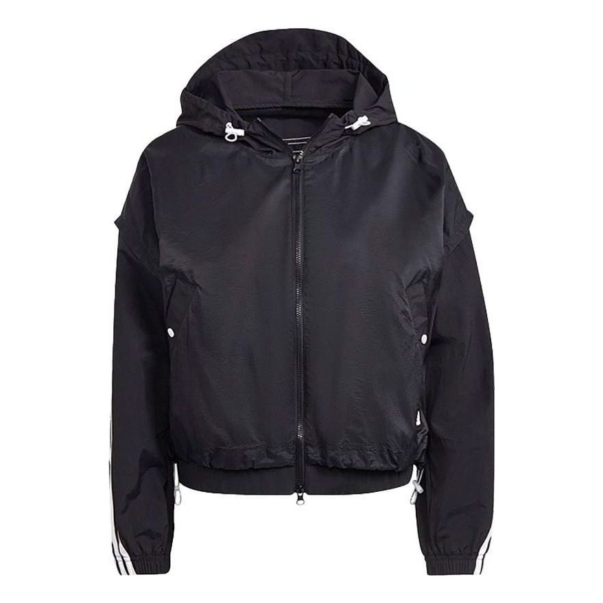 (WMNS) adidas Sportswear Future Icons 3-Stripes Woven Hooded Track Top Asia Sizing 'Black' HA0812