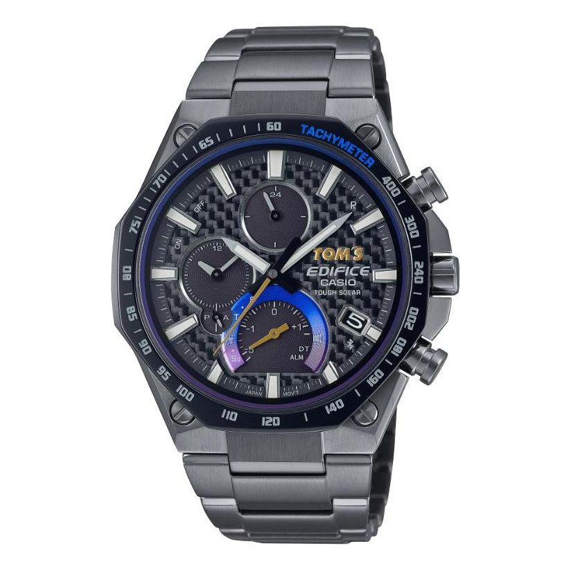 Men's CASIO EDIFICE Series quartz Automatic Calendar Stainless Steel Strap Mens Black Analog EQB-1100TMS-1AJR