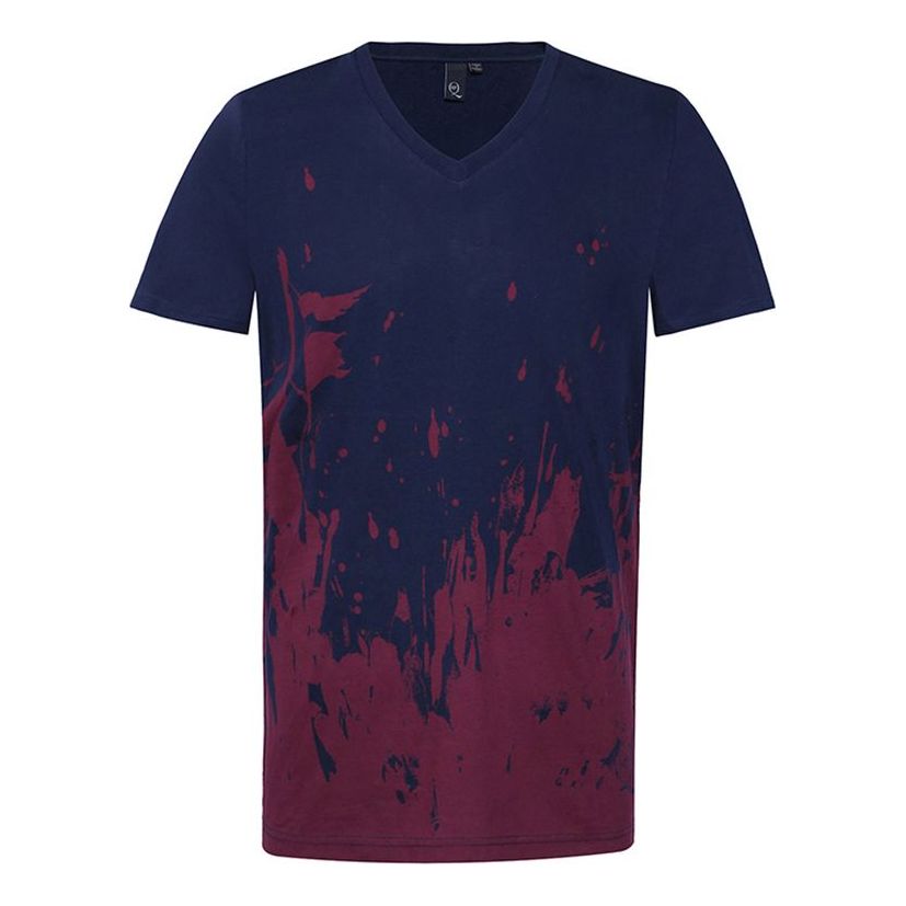 Men's Alexander McQueen Tie Dye V Short Sleeve Navy Blue 291502-RAR16-4141