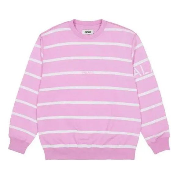 PALACE SS21 Raconteur Crew PinkStripe sLogo Round NeckLong Sleeve Pink P20ES0148