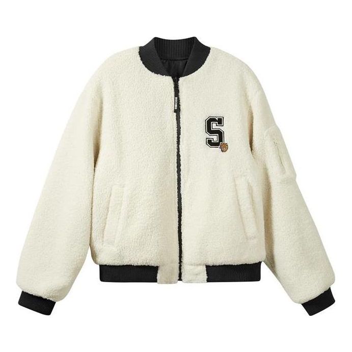 (WMNS) Skechers Logo Print Pattern Zip Reversible Jacket 'White Black' L422W011