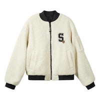 (WMNS) Skechers Logo Print Pattern Zip Reversible Jacket 'White Black' L422W011
