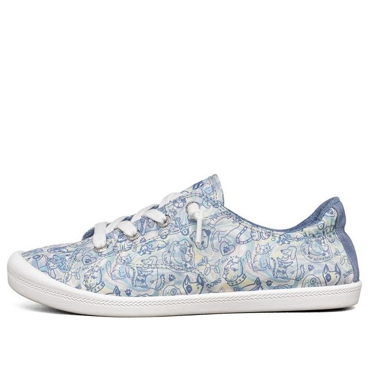 (WMNS) Skechers Beach Bingo Low-Top Canvas Shoe Blue/White 113581-MLT