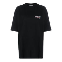 Balenciaga Political Campaign Printing Large Version Short Sleeve Black 620941TIV521070