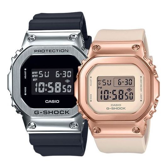 CASIO G-Shock Digital 'Black Silver Rose Gold' GM-S5600PG-4PR&GM-5600-1PR